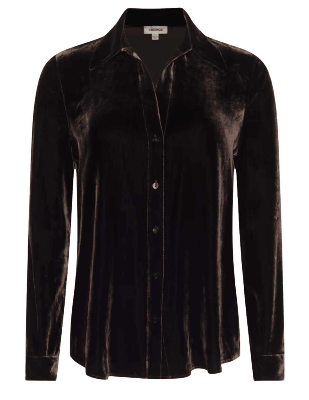 L'AGENCE Argo Velvet Blouse in Dark Java