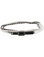 Fleur de Camélia Caity Pearl Chain Wrap Belt in Black and Silver