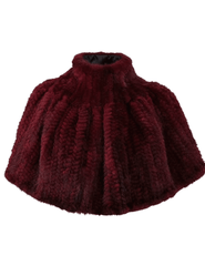 PRE-ORDER-Steven Dann Felicity Turtleneck Mink Shawl Cape in Burgundy