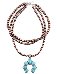Austin Blaze Antonia Turquoise Squash Blossom Necklace in Bronze