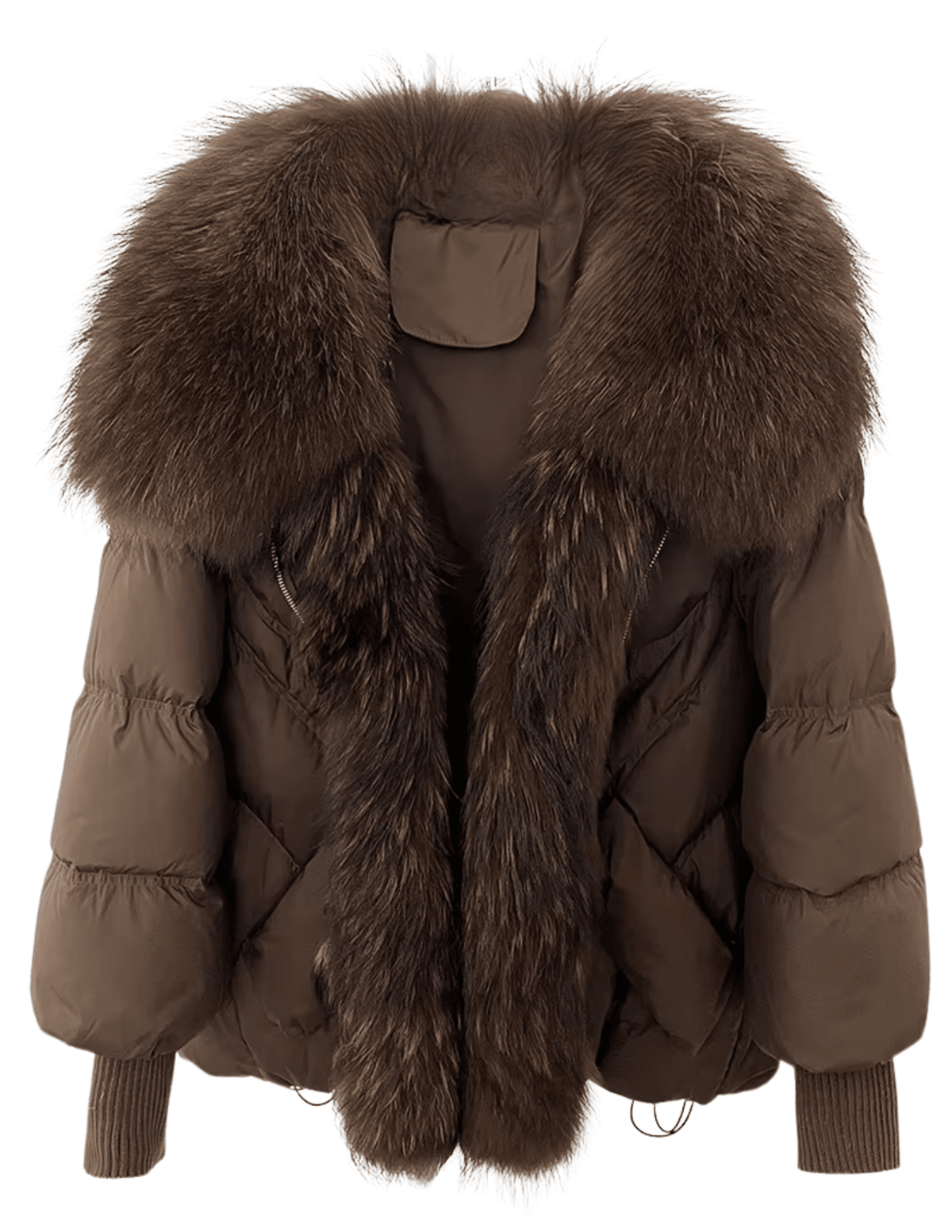 PRE-ORDER-Steven Dann Fox Collar Crop Puffer Coat in Brown