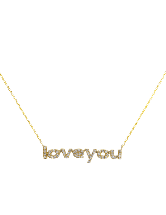 Steven Dann 14K Yellow Gold Diamond "love you" Necklace