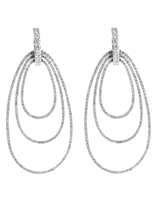 Steven Dann 18K White Gold Micro-Pavé Triple Oval Earrings