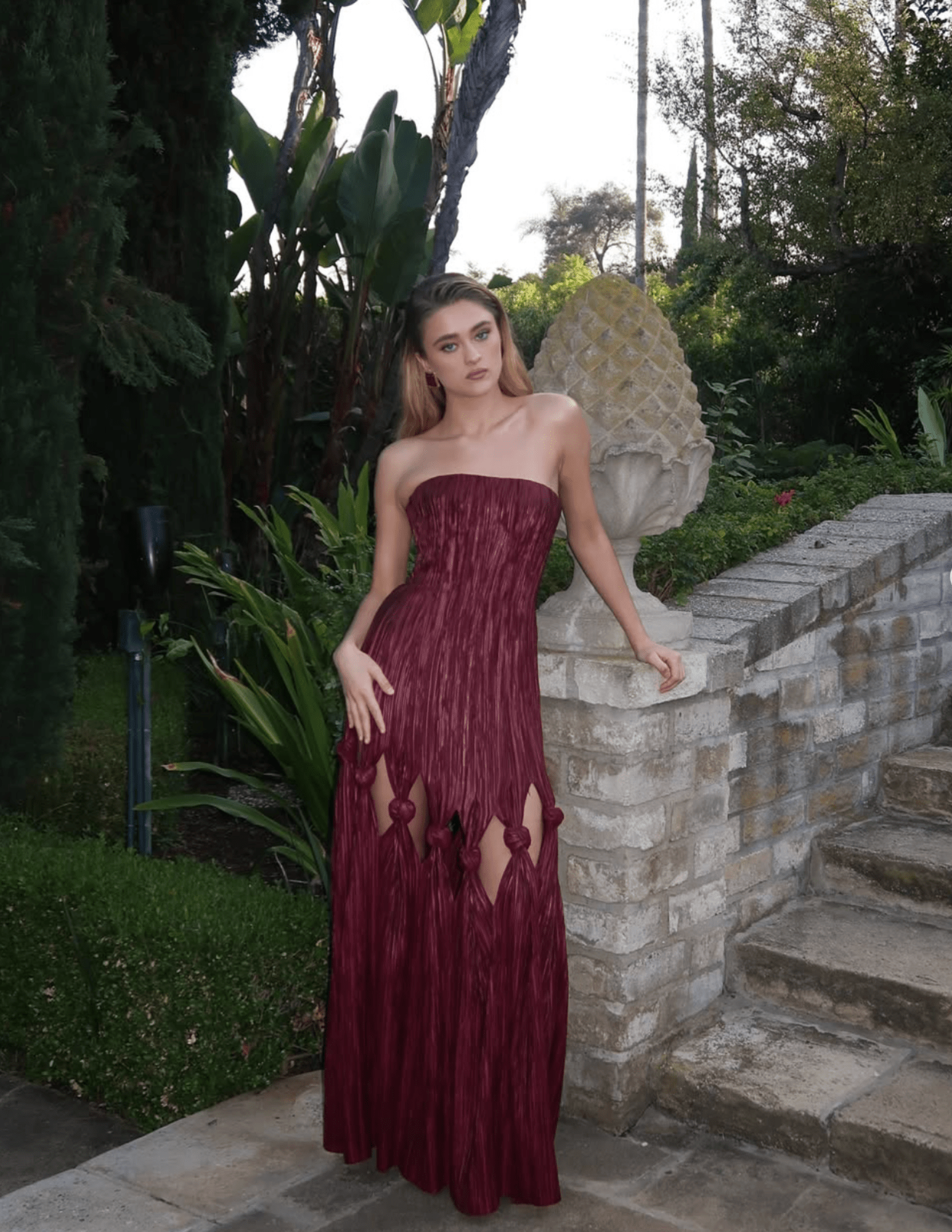 Cult Gaia - PRE-ORDER-Cult Gaia Jamisha Strapless Plissé Gown in Chiante - Buy Online