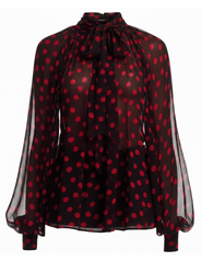 Ronny Kobo - Ronny Kobo Zania Neck Tie Top in Black and Red - Buy Online