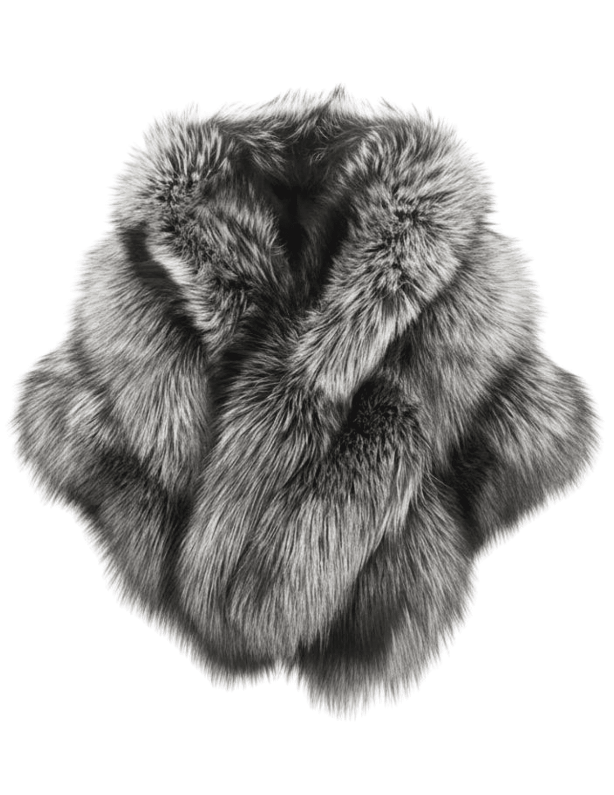 PRE-ORDER-Fleur de Camélia Fox Fur Shawl in Silver