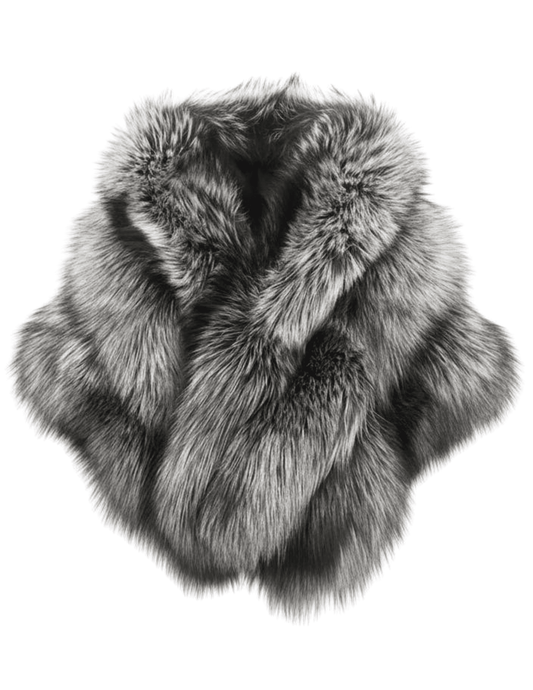 PRE-ORDER-Fleur de Camélia Fox Fur Shawl in Silver