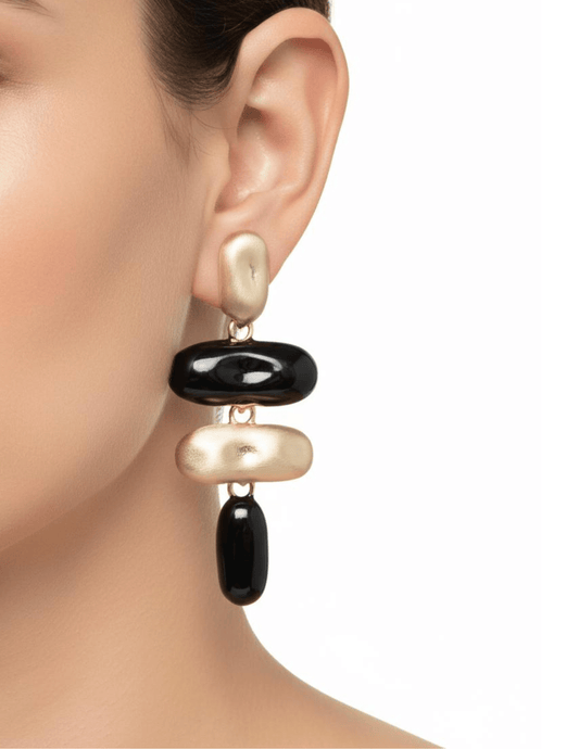 PRE-ORDER-Austin Blaze Chelsea Abstract Dangle Earrings– Gold & Black