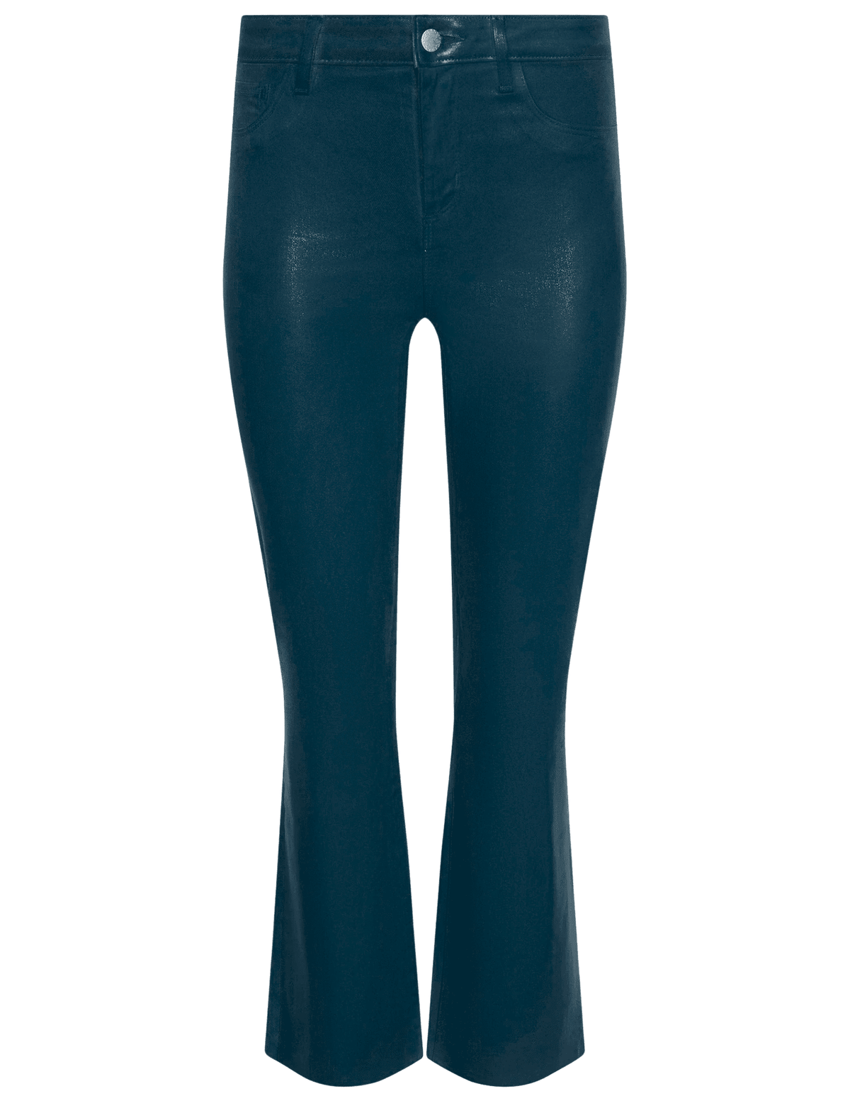 L'AGENCE Kendra High Rise Cropped Coated Jeans in Deep Teal Coated