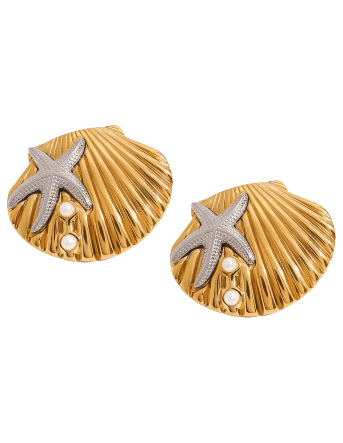 St. Barths La Robe Sirena Clam Earring in Gold
