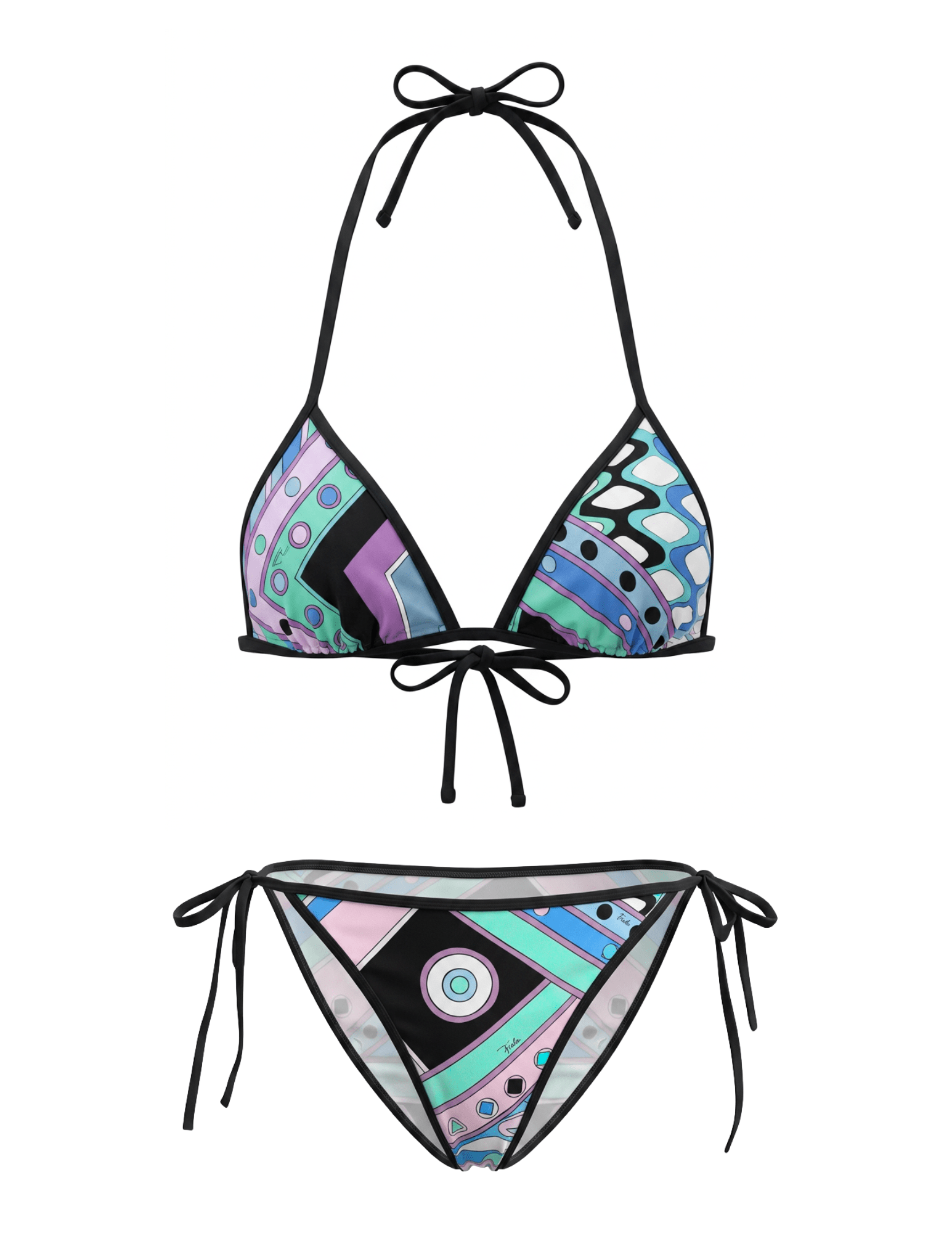 St. Barths La Robe - St. Barths La Robe Kona String Bikini Set in Blue Retro Geo - Buy Online