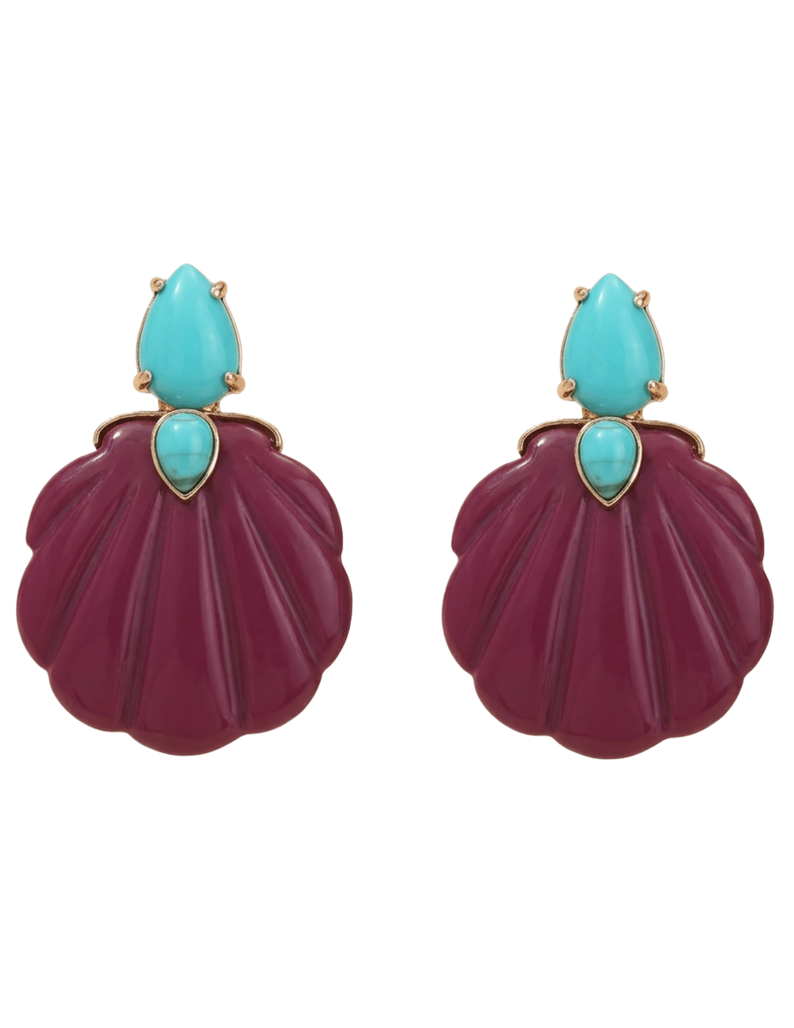 St. Barths La Robe - PRE-ORDER-St. Barths La Robe Adrina Turquoise Seashell Earring in Raspberry - Buy Online