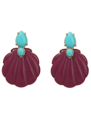 St. Barths La Robe - PRE-ORDER-St. Barths La Robe Adrina Turquoise Seashell Earring in Raspberry - Buy Online