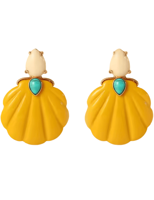 St. Barths La Robe - PRE-ORDER-St. Barths La Robe Adrina Seashell Earring in Mango - Buy Online