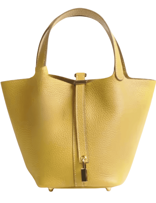 Austin Blaze Pippa Large Leather Basket Bag in Sunflower Yellow