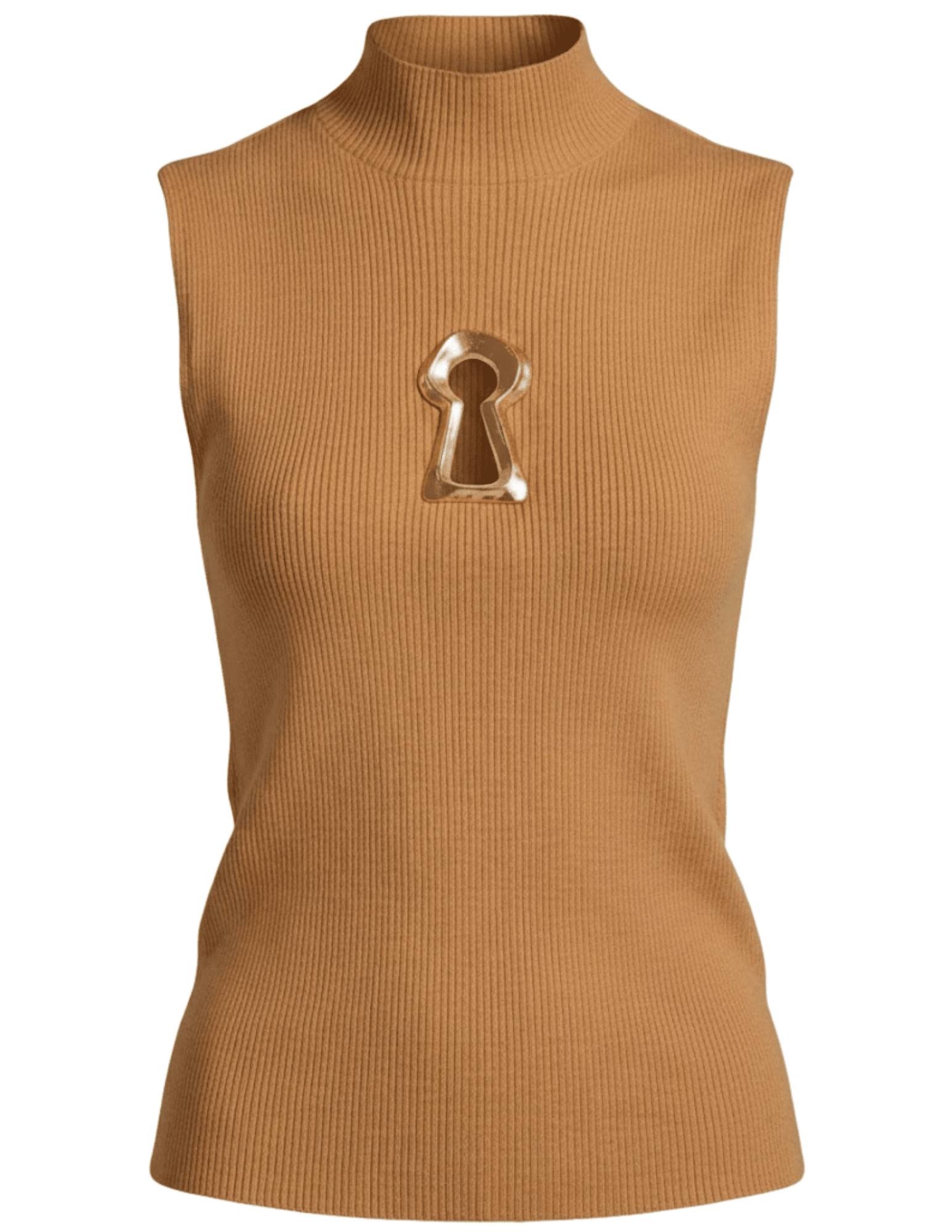 Fleur de Camélia - PRE-ORDER-Fleur de Camélia Yazmin Keyhole Knit Tank in Camel - Buy Online