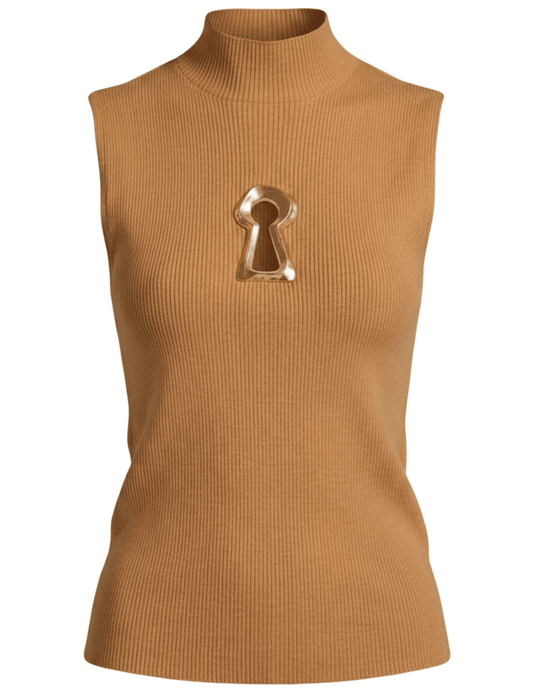 Fleur de Camélia - PRE-ORDER-Fleur de Camélia Yazmin Keyhole Knit Tank in Camel - Buy Online