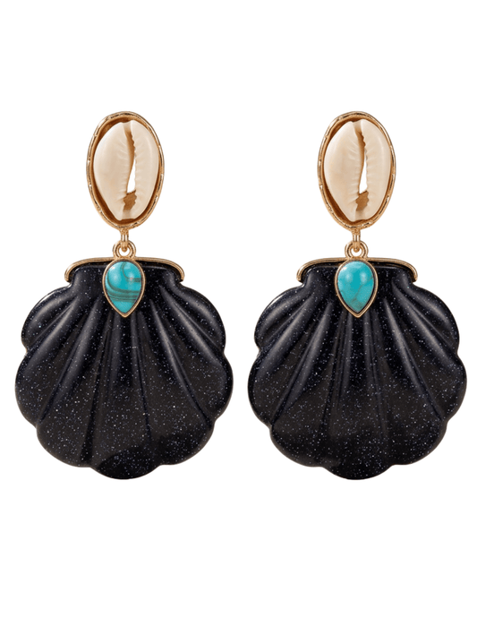St. Barths La Robe - PRE-ORDER-St. Barths La Robe Adrina Puka Seashell Earring in Black - Buy Online