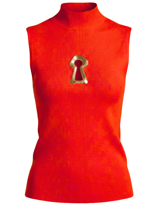 Fleur de Camélia - PRE-ORDER-Fleur de Camélia Yazmin Keyhole Knit Tank in Red - Buy Online