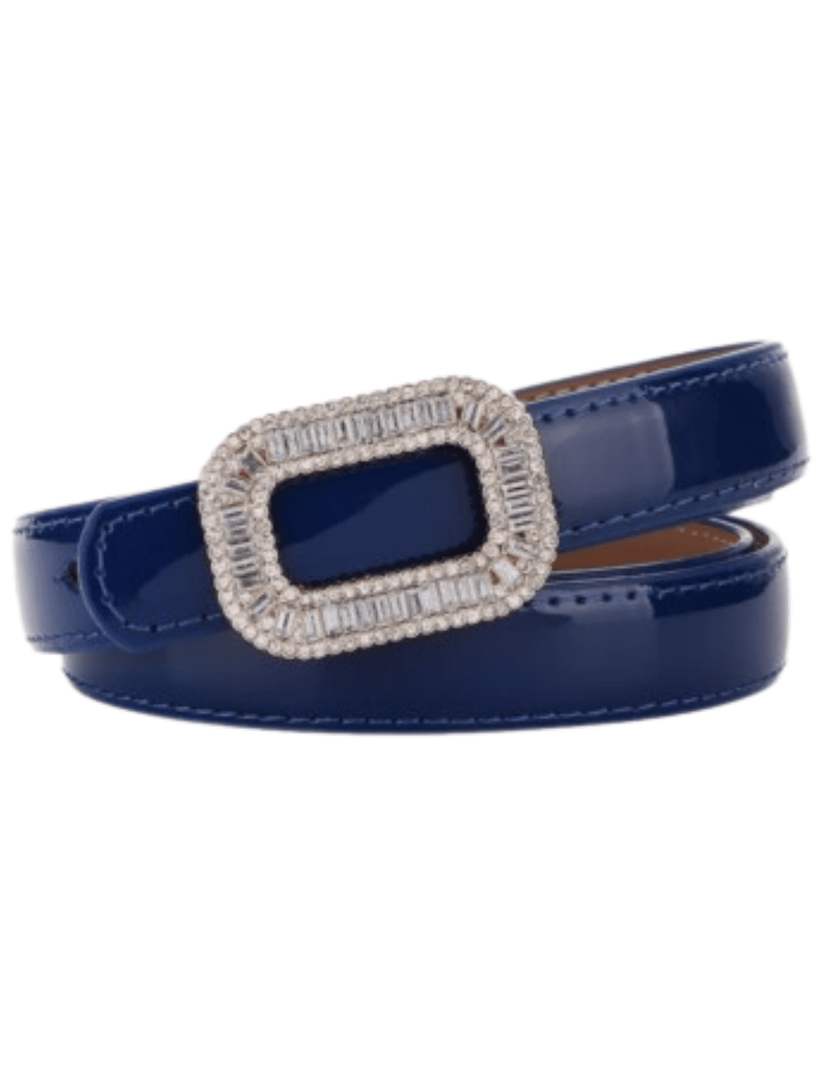 PRE-ORDER-Fleur de Camélia Stella Leather Embellished Belt in Blue