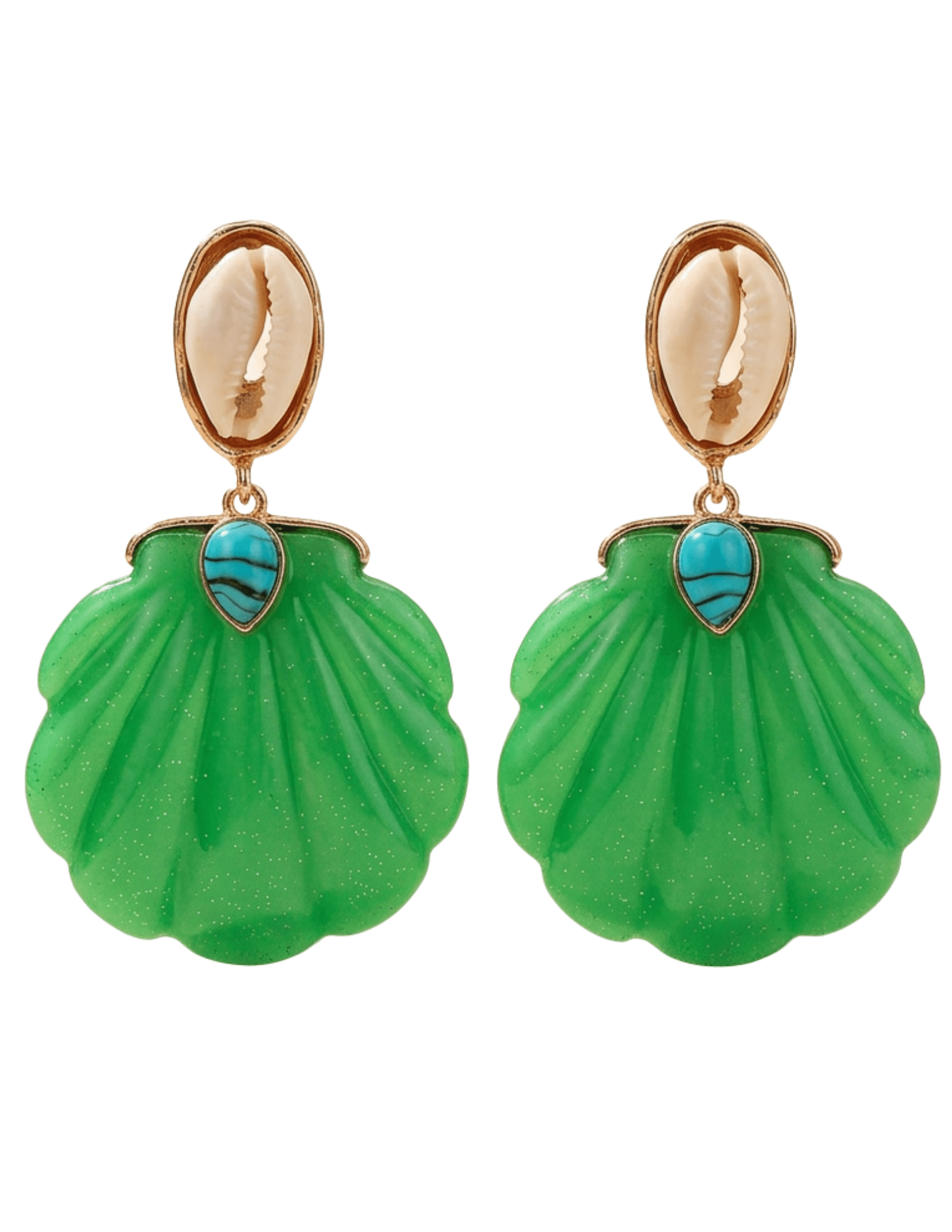 St. Barths La Robe - St. Barths La Robe Adrina Puka Seashell Earring in Kelly Green - Buy Online