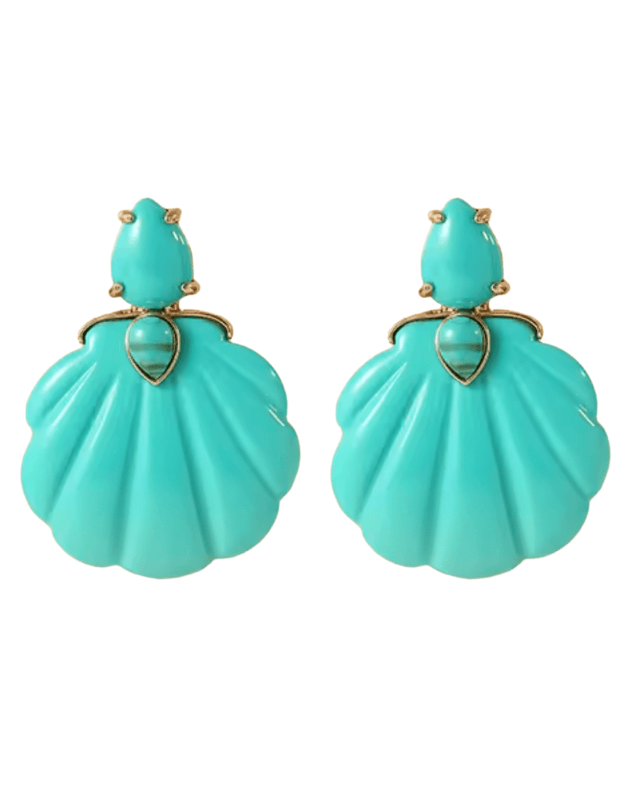 PRE-ORDER-St. Barths La Robe Adrina Turquoise Seashell Earring in Turquoise