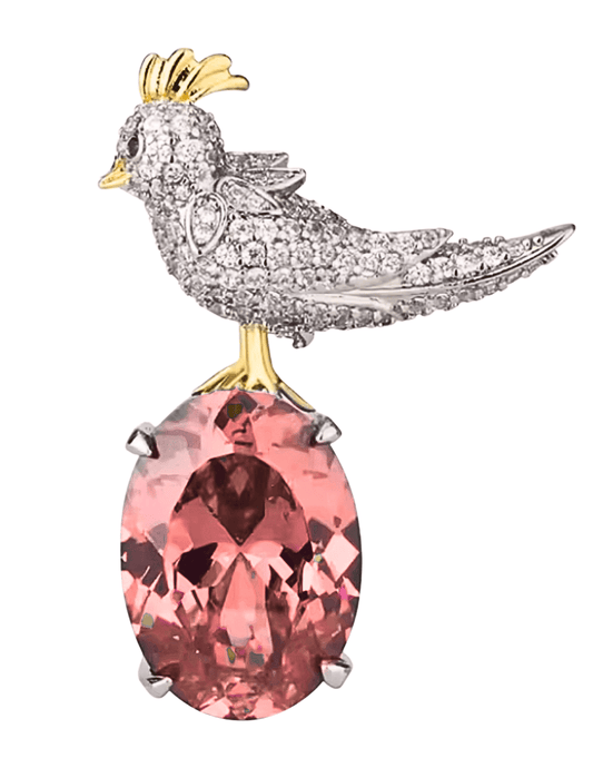 Fleur de Camélia - Fleur de Camélia Laya Rhinestone Bird on Rock Brooch - Buy Online