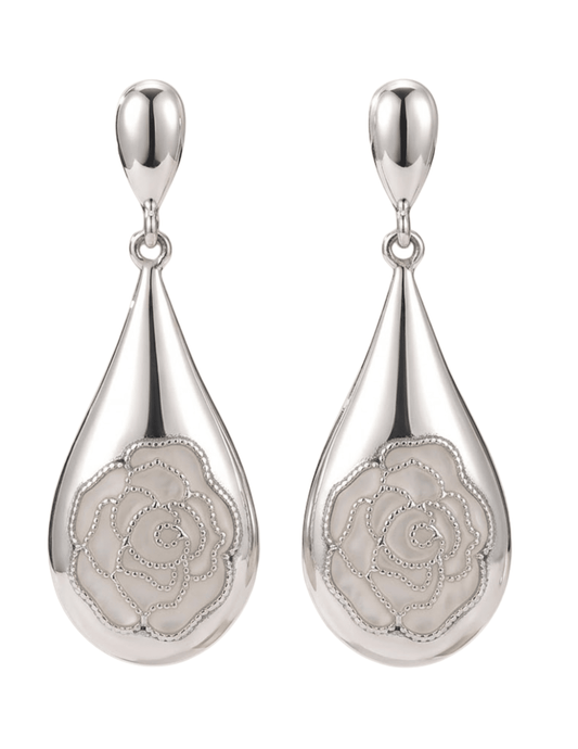 Fleur de Camélia - Fleur de Camélia Rosalind Dangle Earrings in Silver and White - Buy Online