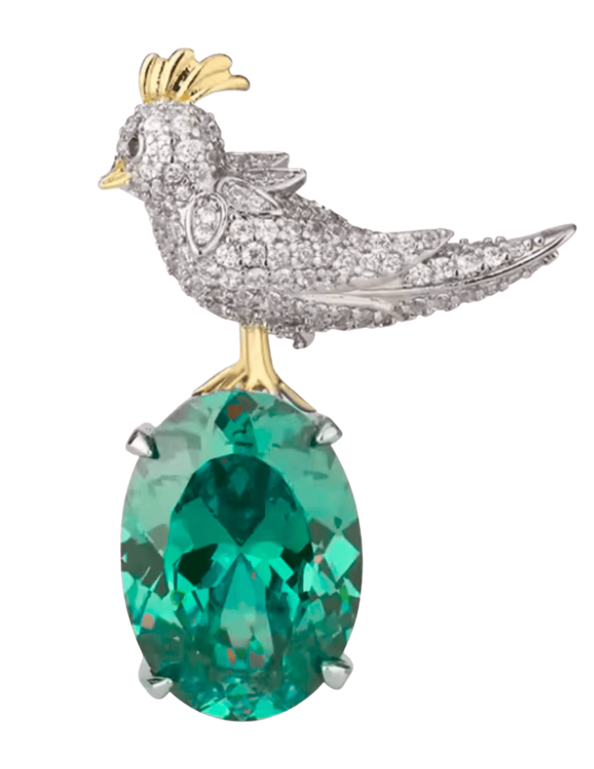 Fleur de Camélia Laya Rhinestone Bird on Rock Brooch