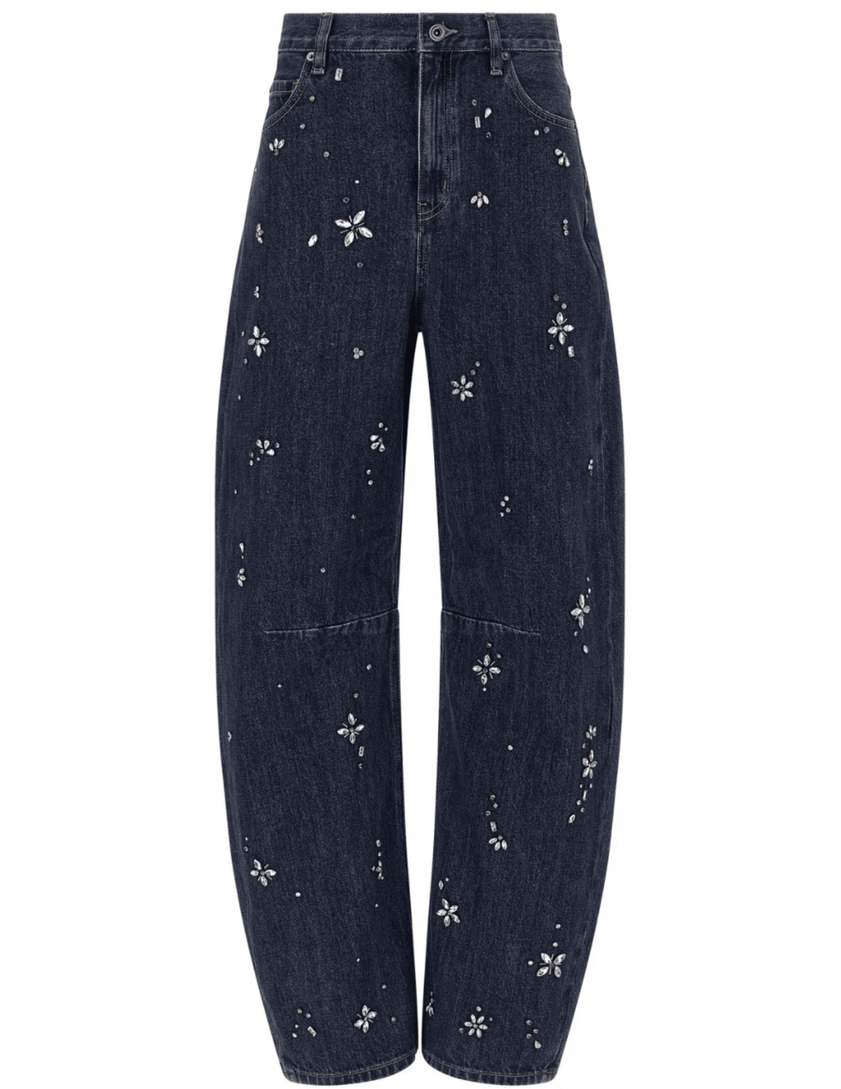 PRE-ORDER-Self-Portrait Crystal Embellished Barrel Jeans in Sky Blue