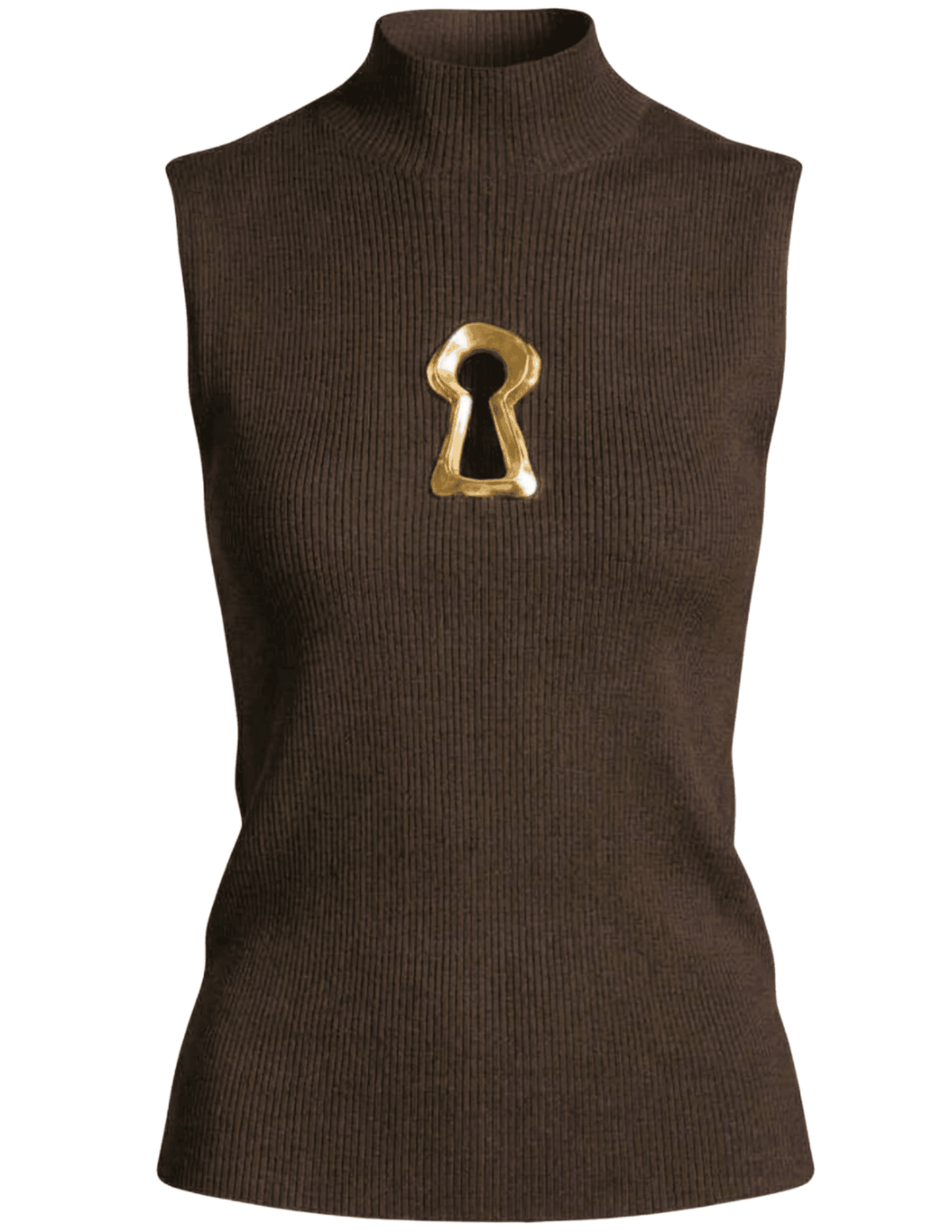 PRE-ORDER-MAISON VERROU Yazmin Keyhole Knit Tank in Dark Brown