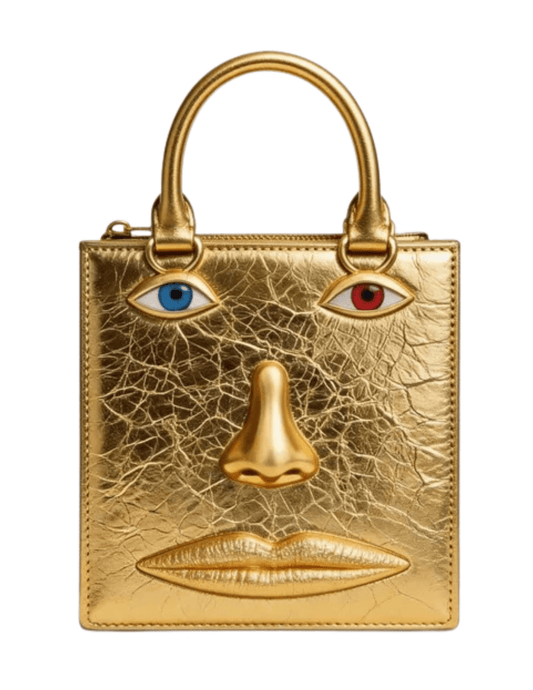PRE-ORDER-MAISON VERROU Celeste Face Leather Handbag in Gold