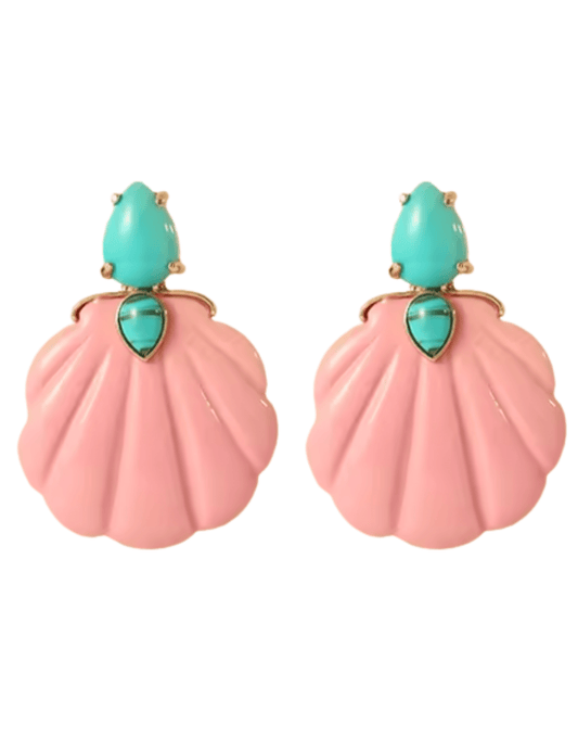 PRE-ORDER-St. Barths La Robe Adrina Turquoise Seashell Earring in Pink