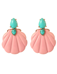 PRE-ORDER-St. Barths La Robe Adrina Turquoise Seashell Earring in Pink