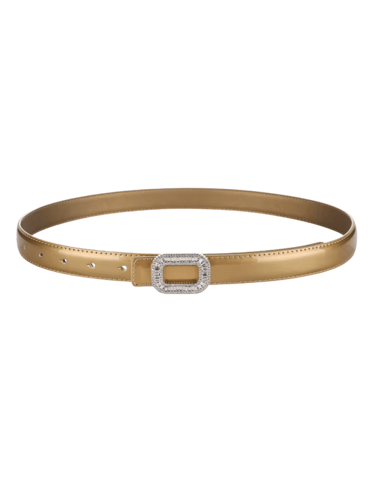 PRE-ORDER-Fleur de Camélia Stella Mini Leather Embellished Belt in Gold