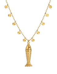 St. Barths La Robe Marnie Fish Necklace in Gold & Red
