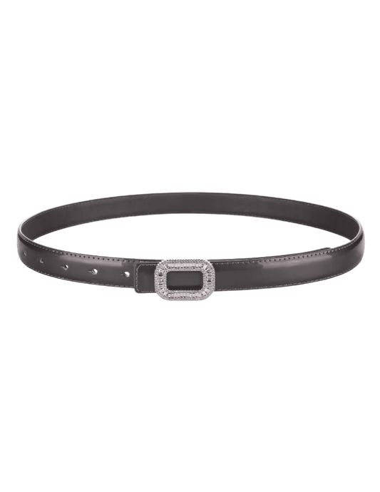 PRE-ORDER-Fleur de Camélia Stella Mini Leather Embellished Belt in Black