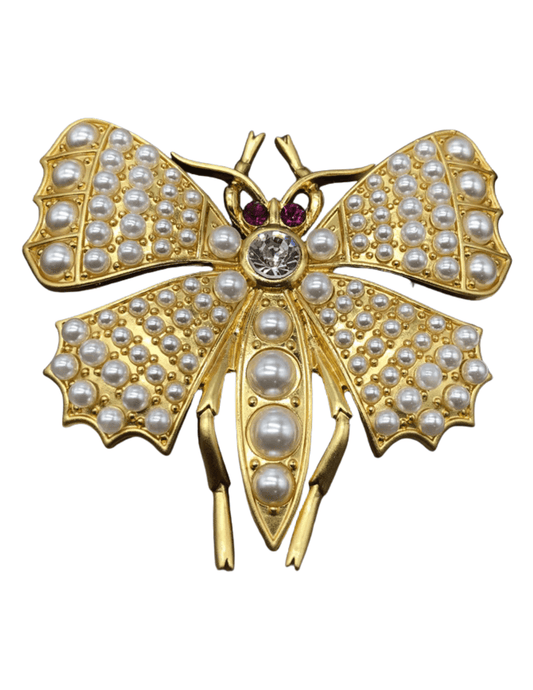 PRE-ORDER-Fleur de Camélia Freya Moth Brooch in Gold