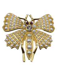 PRE-ORDER-Fleur de Camélia Freya Moth Brooch in Gold