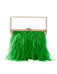 Fleur de Camélia - Fleur de Camélia Jenna Ostrich Feather Handbag in Green - Buy Online