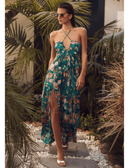L'AGENCE Geneva Halter Maxi Dress