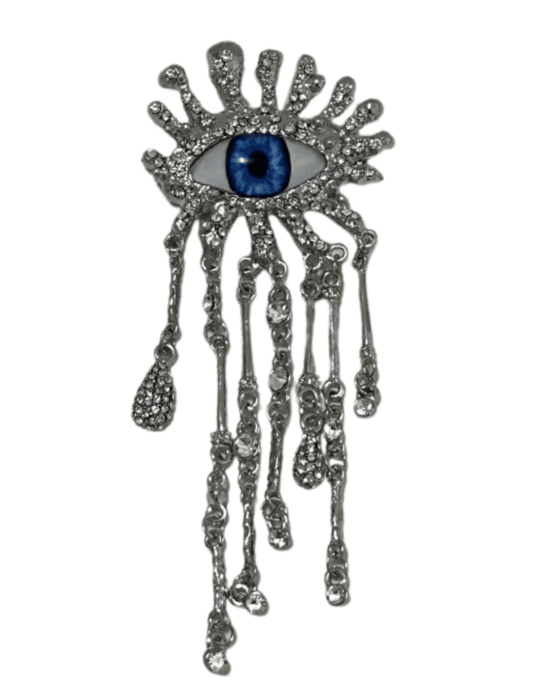 Fleur de Camélia - Fleur de Camélia Gianna Surrealist Eye Drop Brooch in Silver - Buy Online