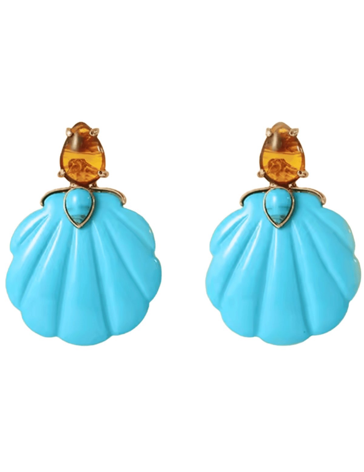 St. Barths La Robe - PRE-ORDER-St. Barths La Robe Adrina Seashell Earring in Turquoise and Amber - Buy Online