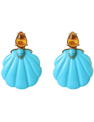 St. Barths La Robe - PRE-ORDER-St. Barths La Robe Adrina Seashell Earring in Turquoise and Amber - Buy Online