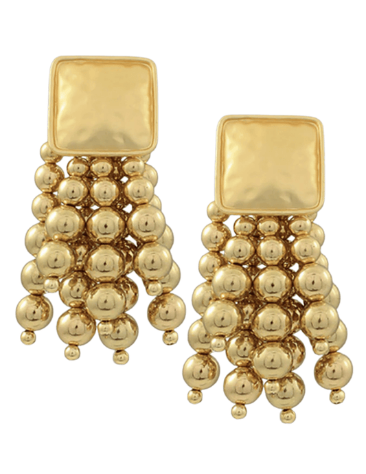 Steven Dann - Steven Dann Hammered Metal Beaded Tassel Earrings - Buy Online