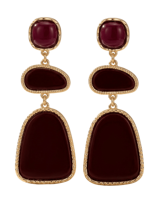 Fleur de Camélia - PRE-ORDER-Fleur de Camélia Lillith Dangle Earrings in Burgundy - Buy Online