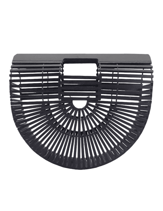 St. Barths La Robe Sol Basket Wooden Clutch