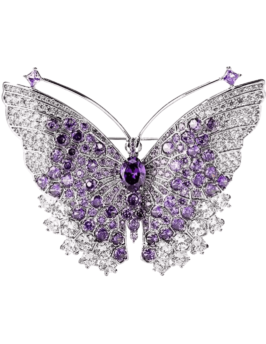 PRE-ORDER-Fleur de Camélia Maisie Butterfly Brooch in Purple and SIlver