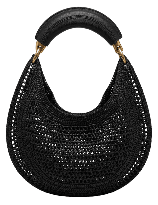 St. Barths La Robe - PRE-ORDER-St. Barths La Robe Mannon Raffia Hobo Bag in Black - Buy Online