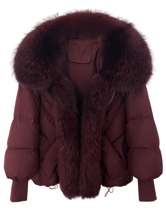 PRE-ORDER-Steven Dann Fox Collar Crop Puffer Coat